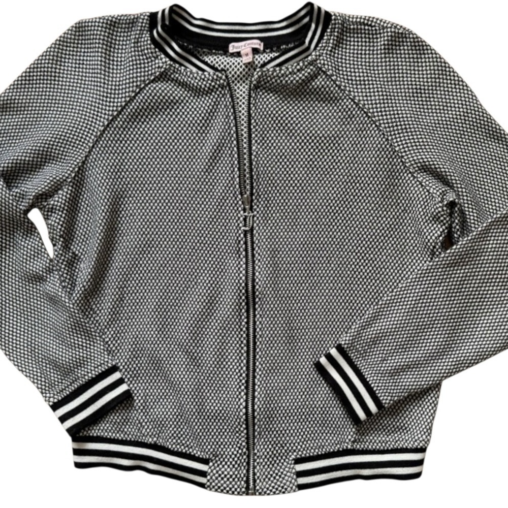 Juicy Couture Mesh Bomber Jacket - Black & White - Size Medium